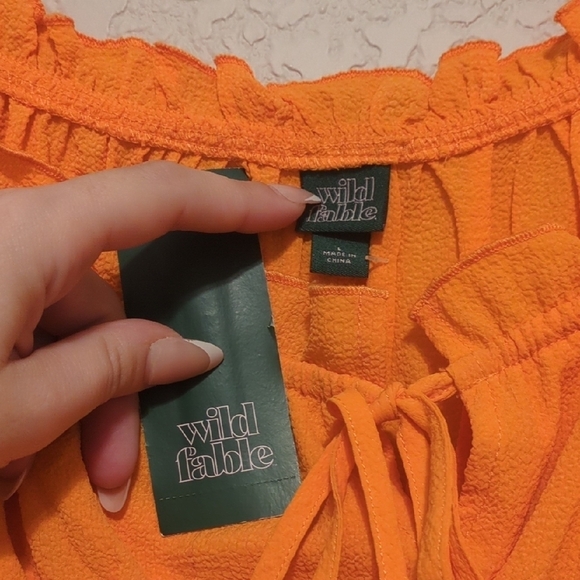 Wild Fable vibrant orange sleeveless tiered ruffle camisole cropped blouse - Picture 5 of 7